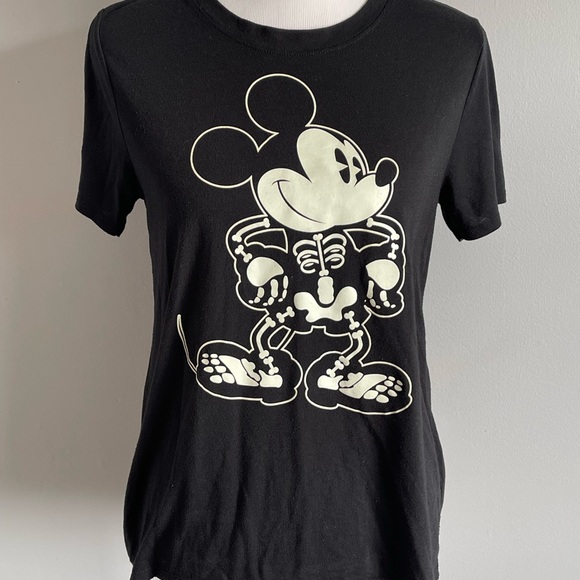 GLOW IN THE DARK Mickey Skeleton Tshirt - Picture 1 of 3